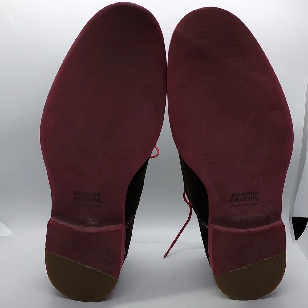Men's Brown Suede Derby Shoes with Red Accents